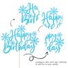1 Pack Snowflake Happy Birthday Cake Topper Glitter Winter Wonderland Cake Pick Winter Frozen Cake Decorations Birthday Frozen Theme Party Christmas Baby Shower Wedding Decoration Supplies Light Blue view 3