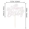 1 Pack Snowflake Happy Birthday Cake Topper Glitter Winter Wonderland Cake Pick Winter Frozen Cake Decorations Birthday Frozen Theme Party Christmas Baby Shower Wedding Decoration Supplies White view 2