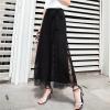 Women's Black Wide Leg Chiffon Pant Side Slit Lace Straight Leg Dress Pants Solid High Waist Slim Flare Trousers (Black,Medium) view 4
