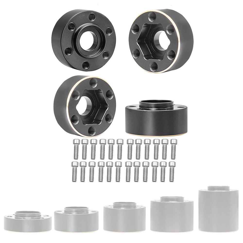 4pcs Brass Wheel Weights 9mm Wheel Hex Hub Widen Adapter for 1/10 RC Crawler 1.9in/2.2in Wheels Rim Axial SCX10 TRX4 Counterweight
