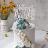 1 Pack Snowflake Happy Birthday Cake Topper Glitter Winter Wonderland Cake Pick Winter Frozen Theme Cake Decorations Birthday Theme Party Christmas Baby Shower Wedding Decoration Supplies Silver view 4