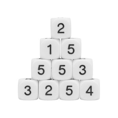Number Dice, 20PCS Plastic 6 Sided Game Dice 16mm Round Corner Polyhedral Dice Set for Numeral Teaching Board Games (White)