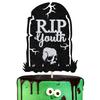 Rip Youth Cake Topper, Death to My Youth/Your Ass is Old, Funny Happy Birthday Party Decoration Supplies, Black and Silver Glitter view 1
