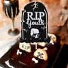 Rip Youth Cake Topper, Death to My Youth/Your Ass is Old, Funny Happy Birthday Party Decoration Supplies, Black and Silver Glitter view 3