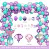 Fiesec Mermaid Birthday Decorations, Mermaid Party Decorations, Purple Teal Blue Backdrop Balloon Cutout Banner Tablecloth Cake Cupcake Topper for Seashell Under the Sea Ocean Party Supplies view 3
