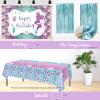 Fiesec Mermaid Birthday Decorations, Mermaid Party Decorations, Purple Teal Blue Backdrop Balloon Cutout Banner Tablecloth Cake Cupcake Topper for Seashell Under the Sea Ocean Party Supplies view 4