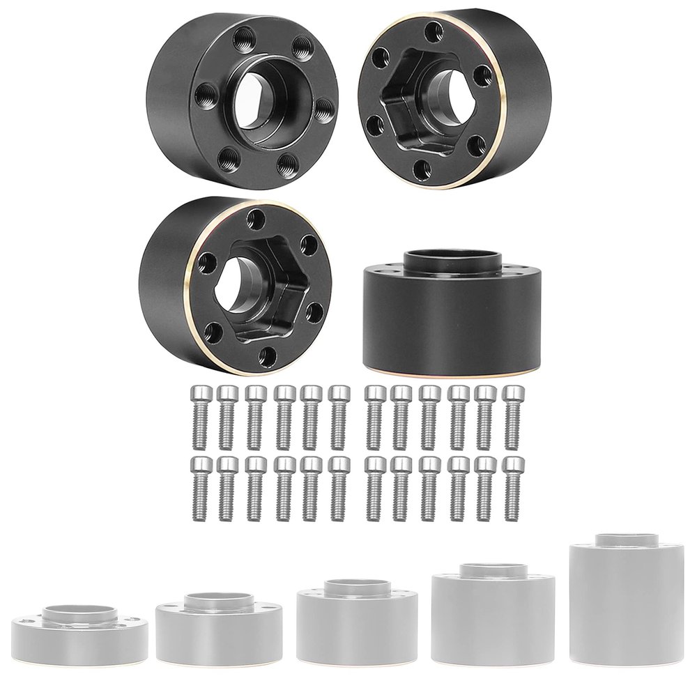 4pcs Brass Wheel Weights 12mm Wheel Hex Hub Widen Adapter for 1/10 RC Crawler 1.9in/2.2in Wheels Rim Axial SCX10 TRX4 Counterweight