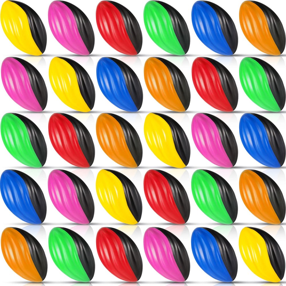 Jerify 30 Pack Mini Footballs Bulk 5 Inch Spiral Foam Football Small Soft Sports Toy for Indoor Outdoor Kids Foot Ball Play Game Foot Ball Party Supplies