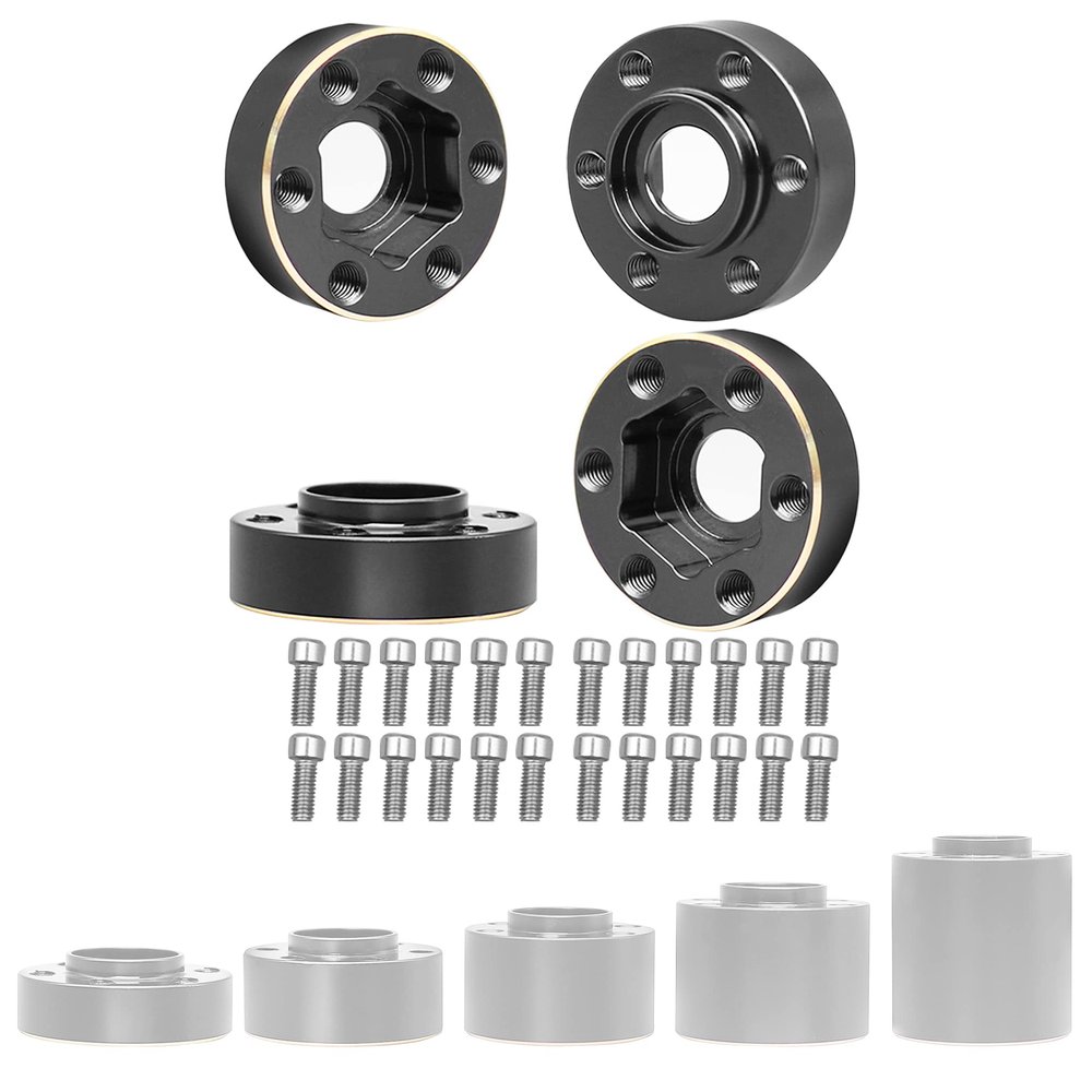4pcs Brass Wheel Weights 6mm Wheel Hex Hub Widen Adapter for 1/10 RC Crawler 1.9in/2.2in Wheels Rim Axial SCX10 TRX4 Counterweight