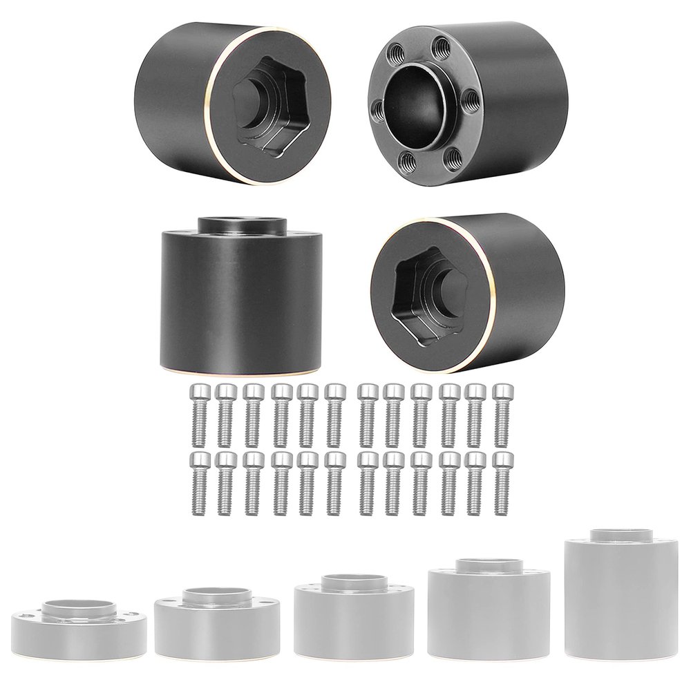 4pcs Brass Wheel Weights 18mm Wheel Hex Hub Widen Adapter for 1/10 RC Crawler 1.9in/2.2in Wheels Rim Axial SCX10 TRX4 Counterweight