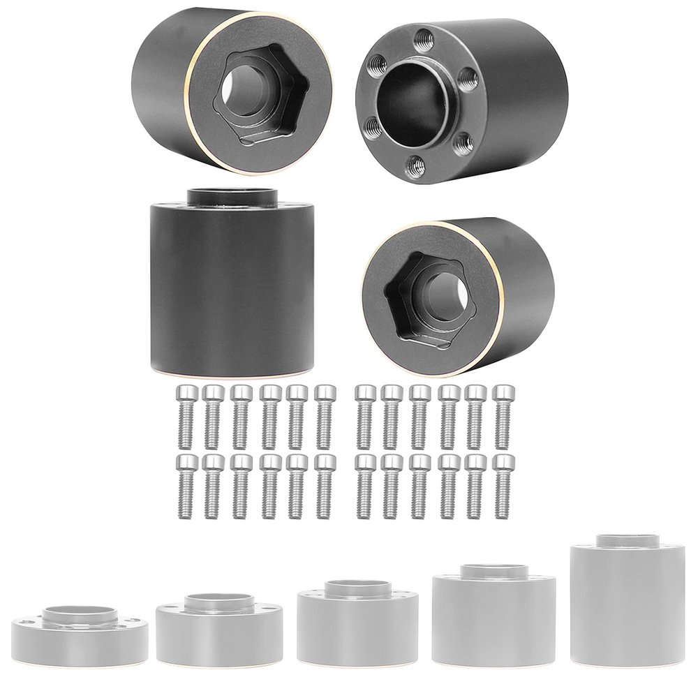 4pcs Brass Wheel Weights 22mm Wheel Hex Hub Widen Adapter for 1/10 RC Crawler 1.9in/2.2in Wheels Rim Axial SCX10 TRX4 Counterweight