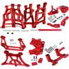 Rcarmumb Upgrades Part for 1/10 Rustler VXL 2wd,Alloy Caster Block,Steering Blocks,Stub Axle Carriers,Suspension Arm,Steering Bellcranks,Shock Tower,Bulkhead,Red view 1