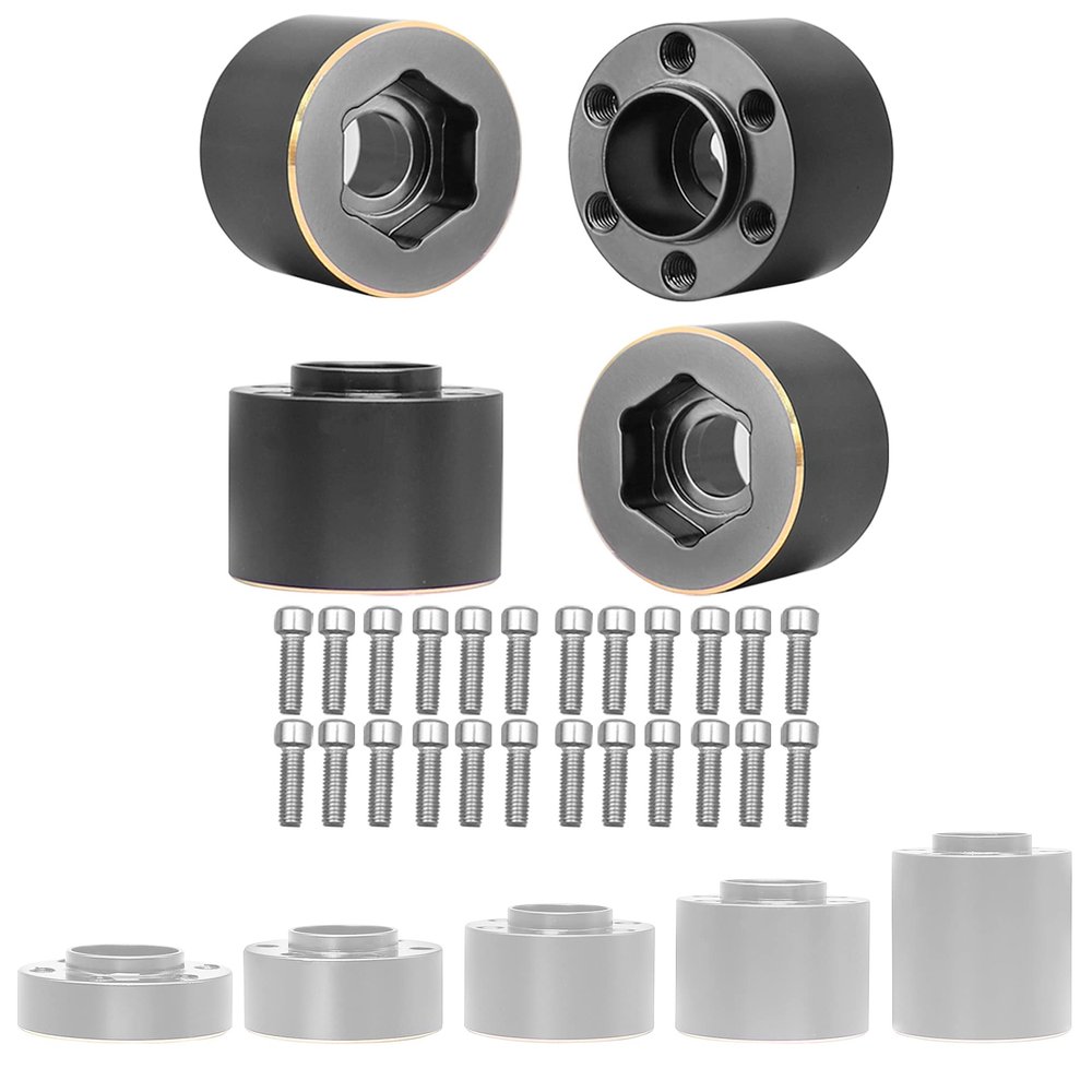 4pcs Brass Wheel Weights 15mm Wheel Hex Hub Widen Adapter for 1/10 RC Crawler 1.9in/2.2in Wheels Rim Axial SCX10 TRX4 Counterweight