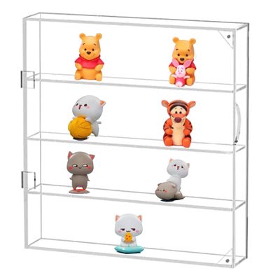 Acrylic Display Case Clear Showcase Cabinet with Door Wall Mounted Collection Shelf Dustproof Box Organizer for Mini Toys , Collections, Stone, Amiibo.Suit for Figures Within 3 inch Height