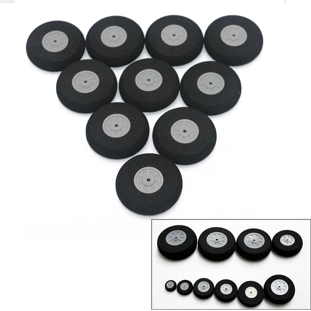 10pcs/lot Airplane Wheels 30mm 40mm 55mm 65mm 75mm Airplane Sponge Wheels (Color : 45MM)