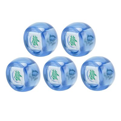 Mahjong Dice, 5Pcs Mahjong Wind Direction Dices South West North Sphere Game Dice for Entertainment (Transparent Blue)