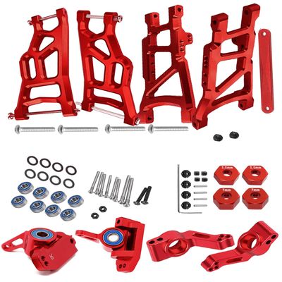 Rcarmumb Upgrades Part for 1/10 Rustler VXL 2wd/Stampede VXL 2wd,Alloy Front Rear Suspension A ArmsAlloy Steering Blocks Caster Blocks C-Hubs Stub Axle Carriers Left&Right,Red