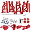 Rcarmumb Upgrades Part for 1/10 Rustler VXL 2wd/Stampede VXL 2wd,Alloy Front Rear Suspension A ArmsAlloy Steering Blocks Caster Blocks C-Hubs Stub Axle Carriers Left&Right,Red view 1
