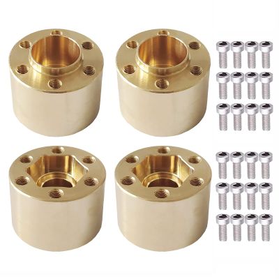 AMOGOT 4Pcs Brass Weights RC 12mm Hex Wheel Hub Adapters for 1.9/2.2inch Beadlock Wheel Rim Widen Adapter Axial Scx10 90046 Trx4 Wraith Gen7 Gen8 D90 CC01 1/10 RC Crawler (15mm W)