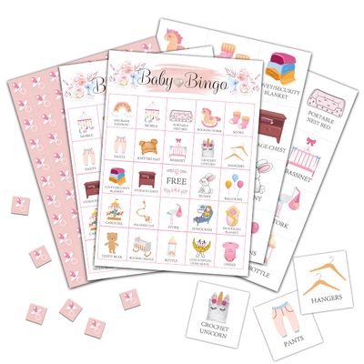 Foosproea Gender Reveal Bingo Cards, Blush Pink Shower Game for 24 Players, Gender Reveal Party Games for Family Friends Activities, Holiday Party Favors Supplies Decorations(04)