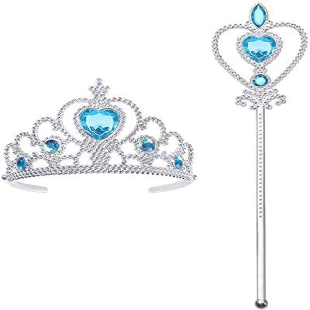 Vicloon Princess Dress Up Accessories, 2PCS Princess Crown and Wands for Little Girls, Jewelry Toy Gifts for Toddler Girls Christmas Party Cosplay Set for 3+ Years Old