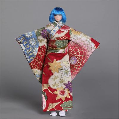 Fremego 1/12 Scale Female Clothes,Japanese Kimono Dress Costume Clothing for 6inch TBL Action Figure Body (A-Long Ver.)