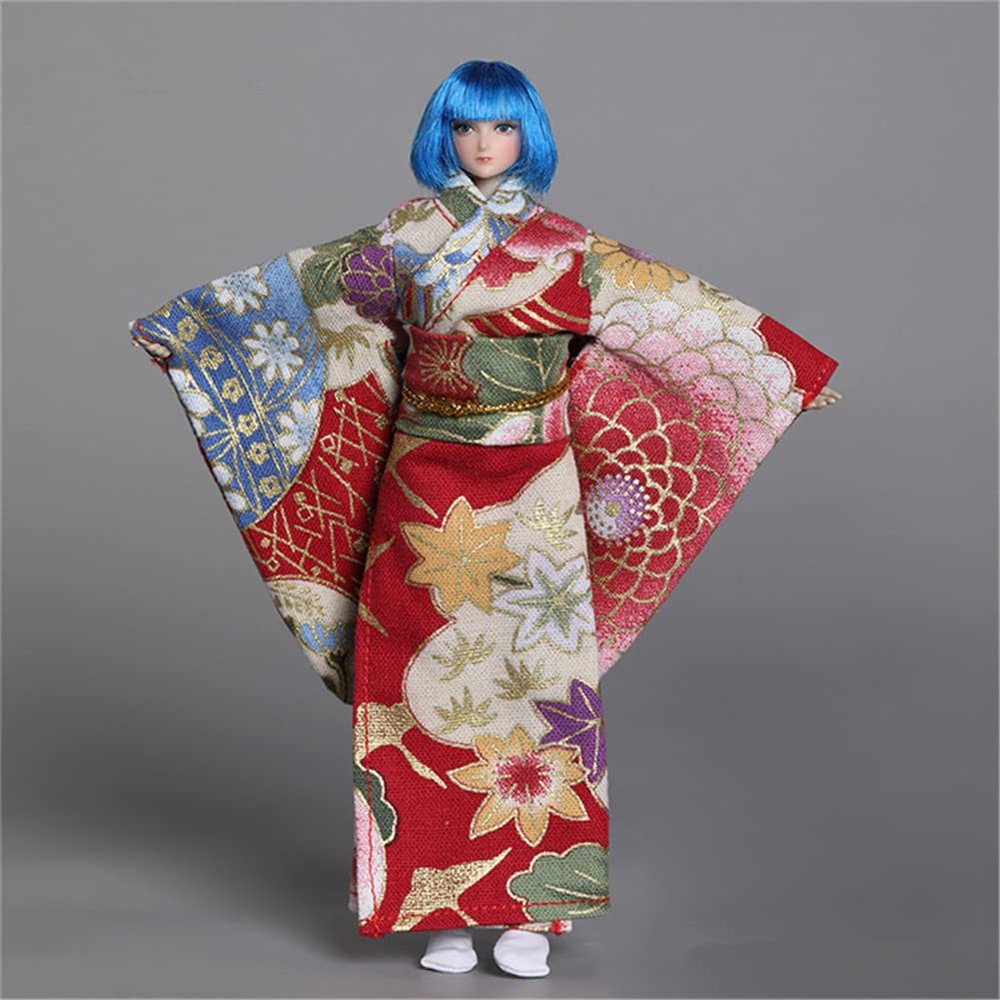 Fremego 1/12 Scale Female Clothes,Japanese Kimono Dress Costume Clothing for 6inch TBL Action Figure Body (A-Long Ver.)