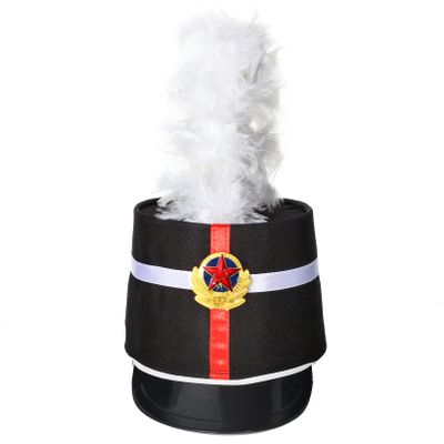 TiaoBug Children Drum Major Hat Band Hat Toy Soldier Costume for Halloween Party Stage Performance Type J Black One Size