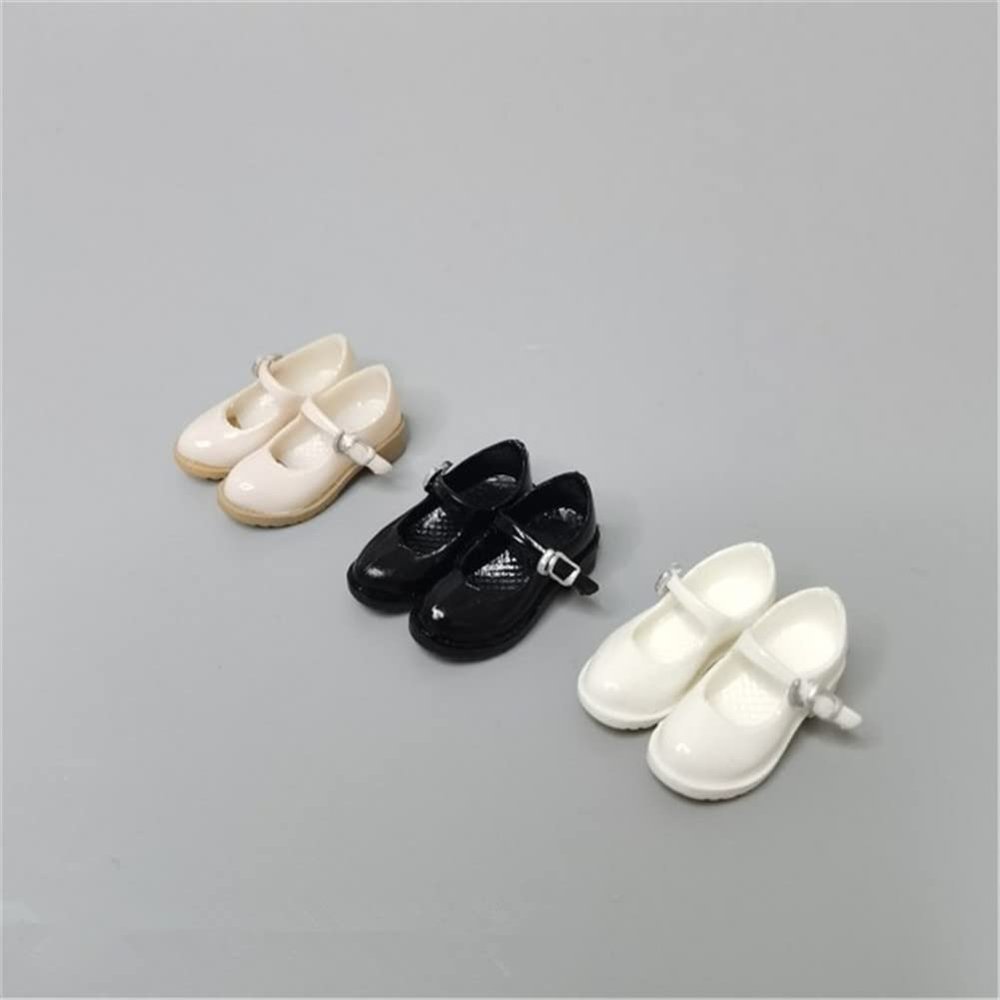 1/12 Scale Female Student Leather Shoes Flat Shoes Accessory for 6inch PH TBL JO Action Figure Body (Apricot, 1/12 Scale)