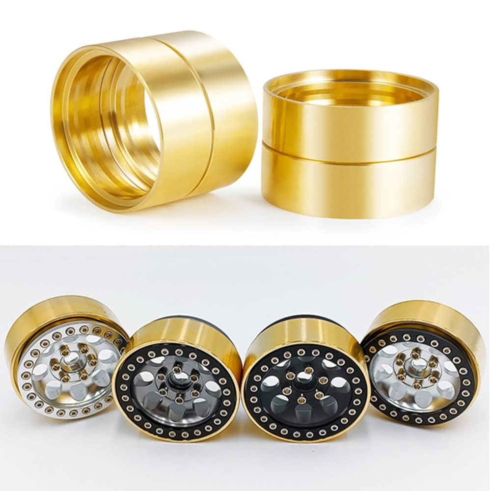 RCHUBAM 4Pcs Brass Internal Beadlock Ring Clamp Rings Fit for 1/10 Axial SCX10 TRX4 TRX6 VS4-10 1.9" Wheel Hub RC Crawler Car