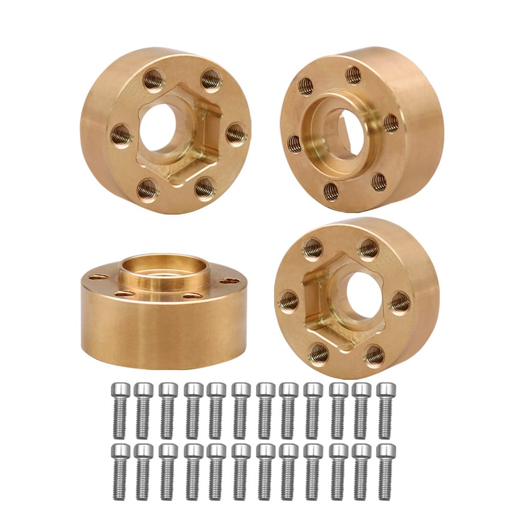 4pcs Brass Wheel Weights 9mm Wheel Hex Hub Widen Adapter for 1/10 RC Crawler 1.9in/2.2in Wheels Rim Axial SCX10 TRX4 Counterweight