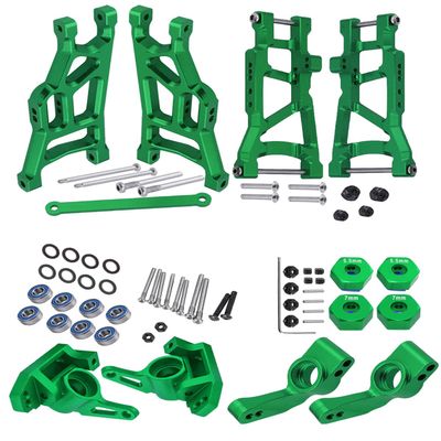 Rcarmumb Upgrades Part for 1/10 Rustler VXL 2wd/Stampede VXL 2wd,Alloy Front Rear Suspension A ArmsAlloy Steering Blocks Caster Blocks C-Hubs Stub Axle Carriers Left&Right,Green