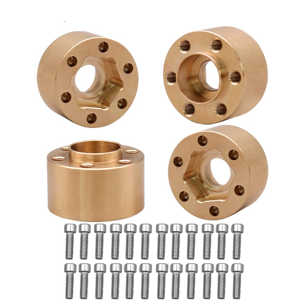 4pcs Brass Wheel Weights 12mm Wheel Hex Hub Widen Adapter for 1/10 RC Crawler 1.9in/2.2in Wheels Rim Axial SCX10 TRX4 Counterweight