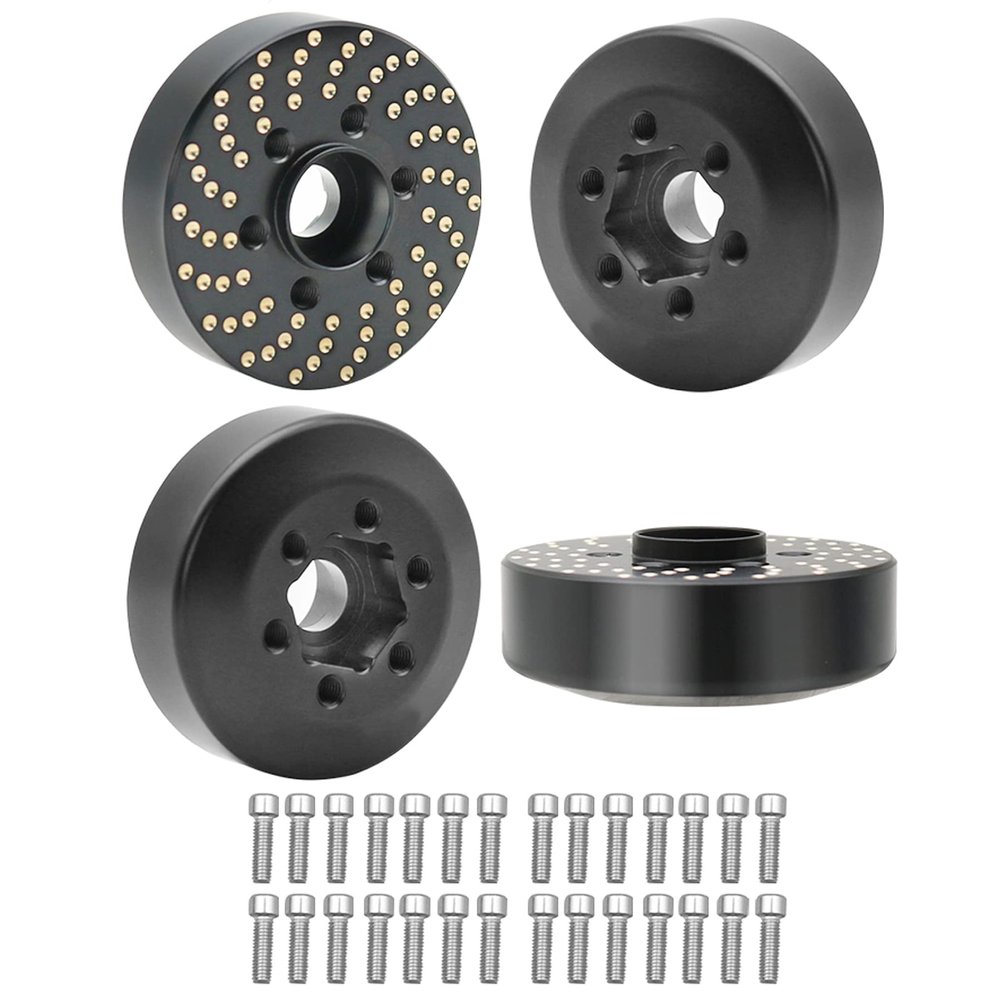 4pcs Brass Wheel Weights, 1/10 Brass Wheel Hex Hub Adapter for 1.9in / 2.2in Beadlock Wheel Rim RC Crawler Car Axial SCX10 Capra TRX4 TRX6 Weights (4pcs 12mm Brass Weights)