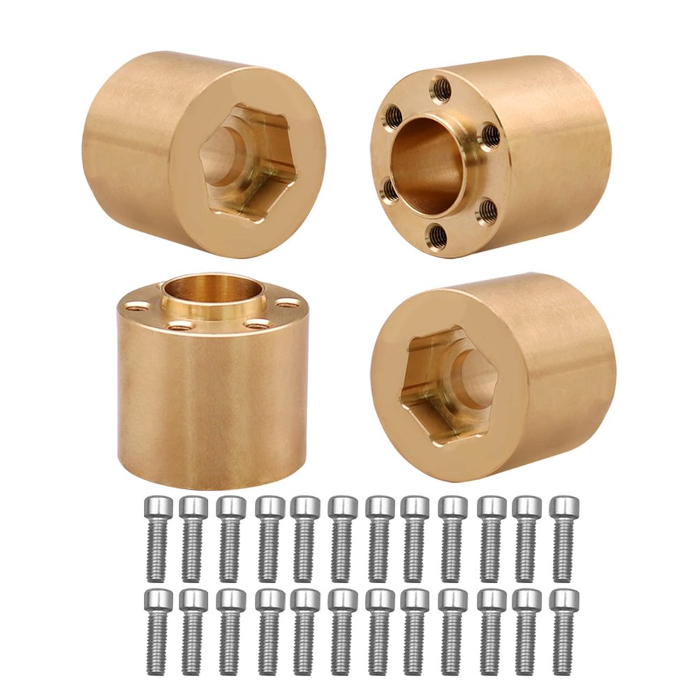 4pcs Brass Wheel Weights 18mm Wheel Hex Hub Widen Adapter for 1/10 RC Crawler 1.9in/2.2in Wheels Rim Axial SCX10 TRX4 Counterweight