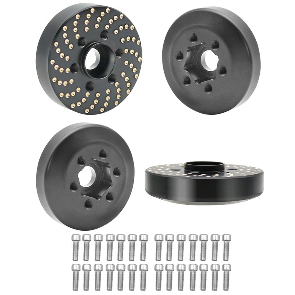 4pcs Brass Wheel Weights, 1/10 Brass Wheel Hex Hub Adapter for 1.9in / 2.2in Beadlock Wheel Rim RC Crawler Car Axial SCX10 Capra TRX4 TRX6 Weights (4pcs 9mm Brass Weights)