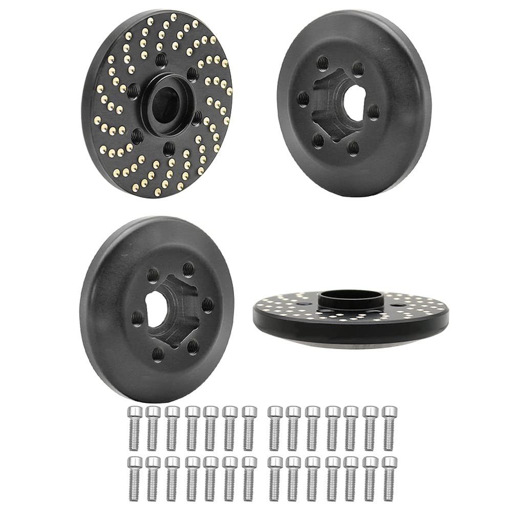 4pcs Brass Wheel Weights, 1/10 Brass Wheel Hex Hub Adapter for 1.9in / 2.2in Beadlock Wheel Rim RC Crawler Car Axial SCX10 Capra TRX4 TRX6 Weights (4pcs 6mm Brass Weights)