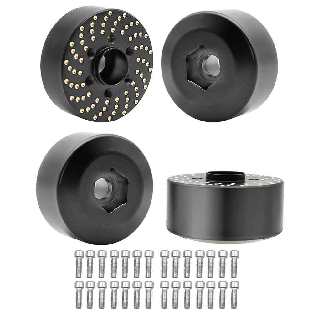 4pcs Brass Wheel Weights, 1/10 Brass Wheel Hex Hub Adapter for 1.9in / 2.2in Beadlock Wheel Rim RC Crawler Car Axial SCX10 Capra TRX4 TRX6 Weights (4pcs 18mm Brass Weights)