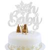 1Pc Snowflake Oh Baby Cake Topper Glitter Baby Shower Snowflake Cake Pick Decorations for Winter Snowflake Theme Baby Shower Kids Birthday Party Supplies Silver view 1
