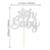 1Pc Snowflake Oh Baby Cake Topper Glitter Baby Shower Snowflake Cake Pick Decorations for Winter Snowflake Theme Baby Shower Kids Birthday Party Supplies Silver view 2