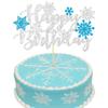 1Pcs Snowflake Happy Birthday Cake Topper Winter Wonderland Frozen Birthday Cake Topper Decoration Snowflake Winter Wonderland Party Supplies Blue view 1