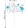1Pcs Snowflake Happy Birthday Cake Topper Winter Wonderland Frozen Birthday Cake Topper Decoration Snowflake Winter Wonderland Party Supplies Blue view 2