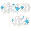 1Pcs Snowflake Happy Birthday Cake Topper Winter Wonderland Frozen Birthday Cake Topper Decoration Snowflake Winter Wonderland Party Supplies Blue view 3