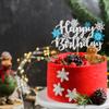 1Pcs Snowflake Happy Birthday Cake Topper Winter Wonderland Frozen Birthday Cake Topper Decoration Snowflake Winter Wonderland Party Supplies Blue view 4