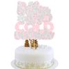 1Pcs Baby It's Cold Outside Cake Topper Glitter Winter Snowflake Baby Shower Cake Pick for Winter Snowflake Baby Shower Kids Birthday Party Cake Decorations Supplies Pink view 1