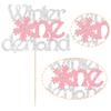 1Pc Winter Onederland Cake Topper Pink Glitter Snowflake One 1st Birthday Party Cake Pick Decorations for Winter Snowflake Theme Baby Shower Kids First Birthday Party Supplies view 3