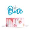 1 Pack Snowflake One Cake Topper Glitter Baby Shower Winter Snowflake First Birthday Cake Topper Decorations for Winter Frozen Theme Baby Shower 1st Birthday Party Supplies Blue view 1