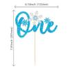 1 Pack Snowflake One Cake Topper Glitter Baby Shower Winter Snowflake First Birthday Cake Topper Decorations for Winter Frozen Theme Baby Shower 1st Birthday Party Supplies Blue view 2