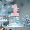 1Pc Glitter Snowflake Number 1 Cake Topper Decorations for Winter Baby Shower Kids First Birthday Party Supplies Pink view 4
