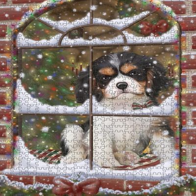 Please Come Home for Christmas Cavalier King Charles Spaniel Dog Jigsaw Puzzle for Adults - Animal Printed Interlocking Puzzle Game Gift for Dog Lover's - 300 Pcs 11"x14", PZLE57139